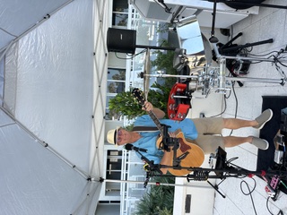 Michael McCormick with his one-man-band setup of guitar, percussion and PA